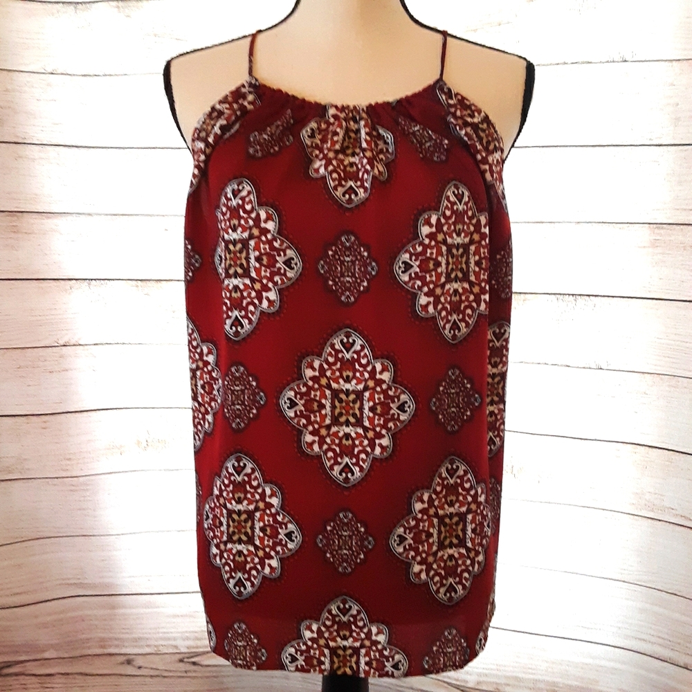 ATF Red Floral Halter Blouse